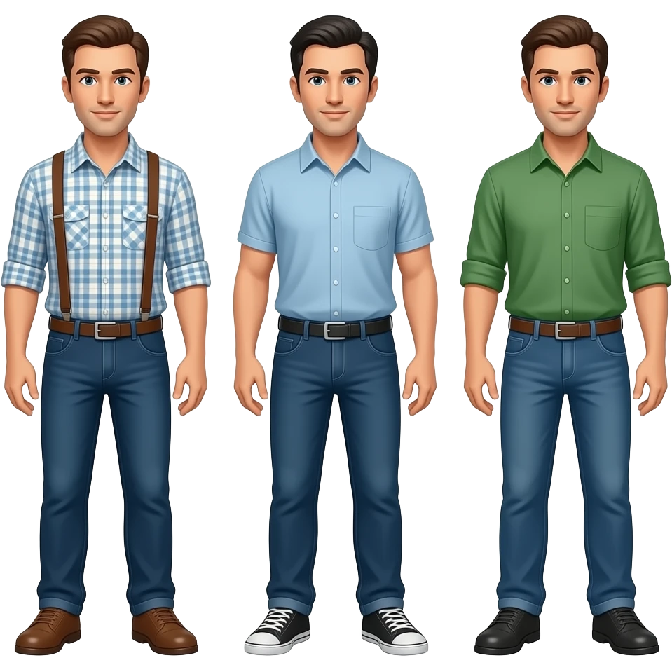 3 men full body emoji