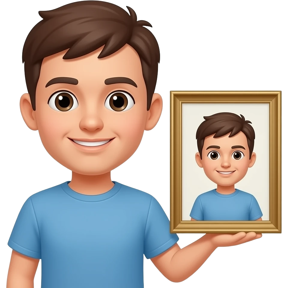 A guy holding a tiny human emoji