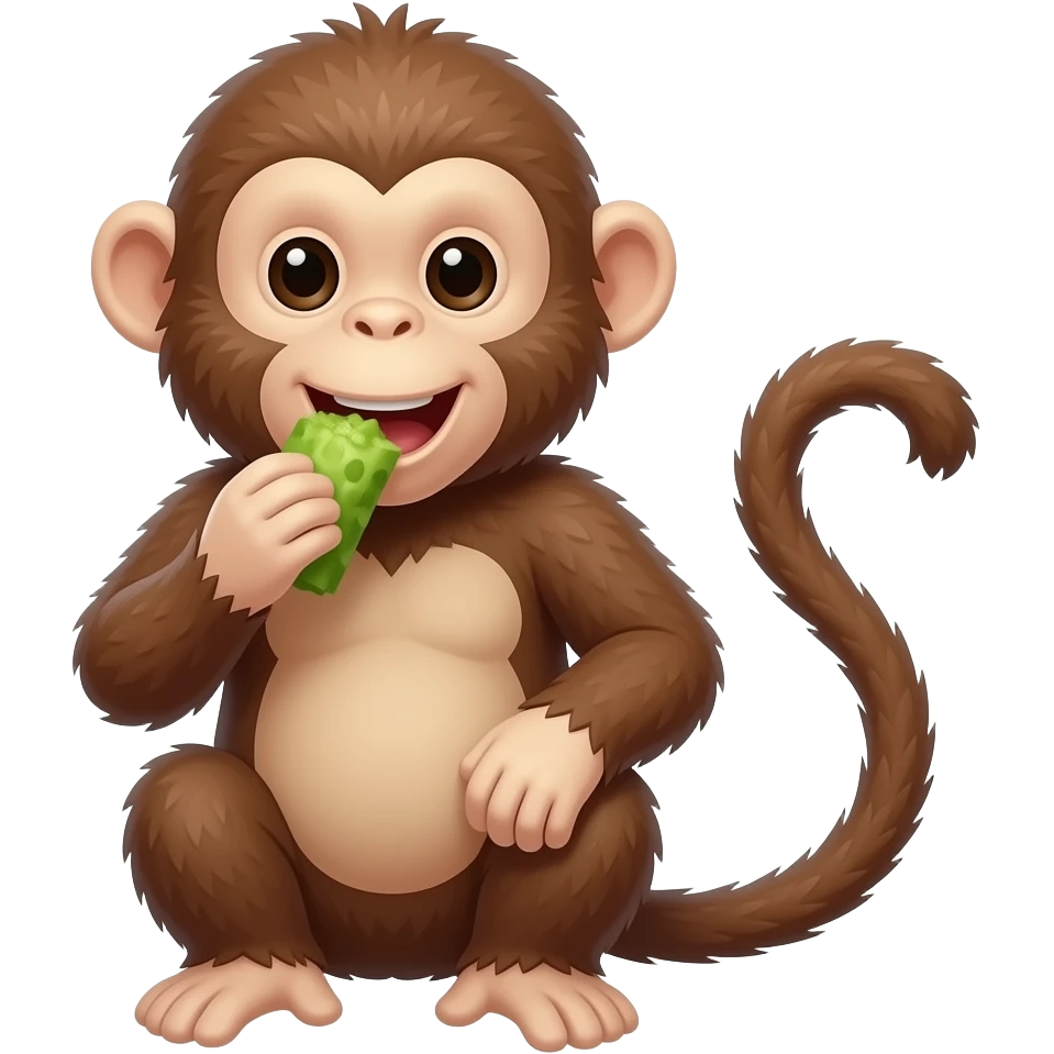 A monkey eating a monkey emoji