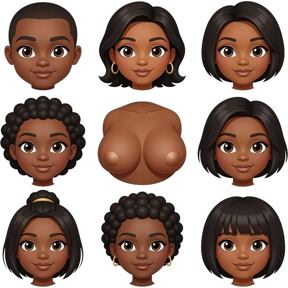 Huge set of African America big breast emoji