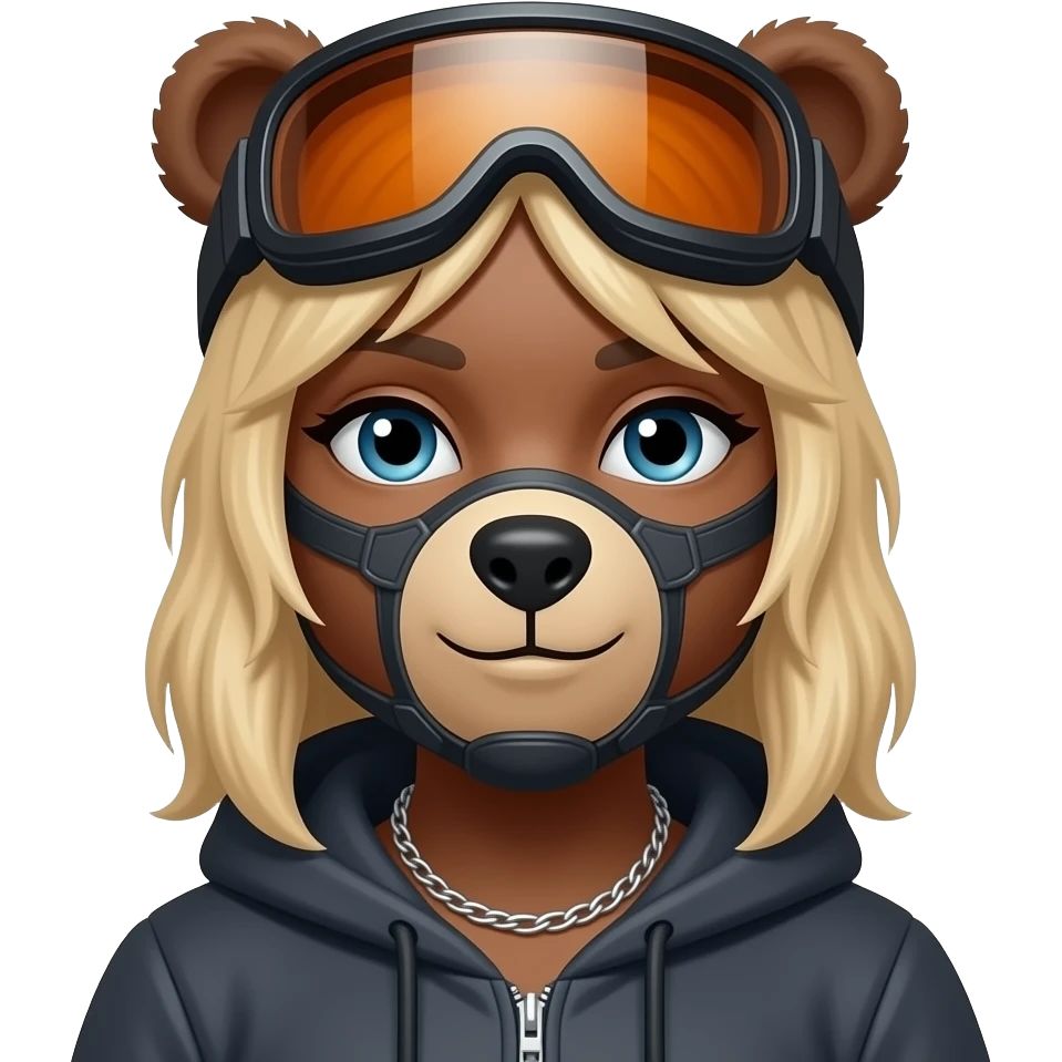 Thug bear woman ski mask emoji