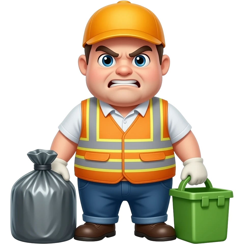 fat angry garbage collector emoji | AI Emoji Generator