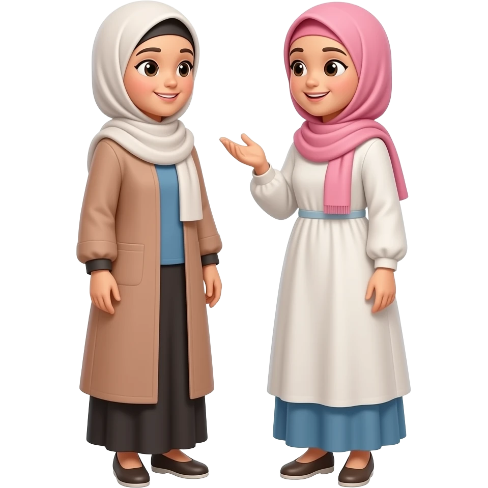 girls with hijab standing toggetter and talking full emoji