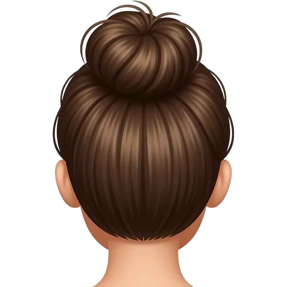 Brown low messy bun from the back emoji