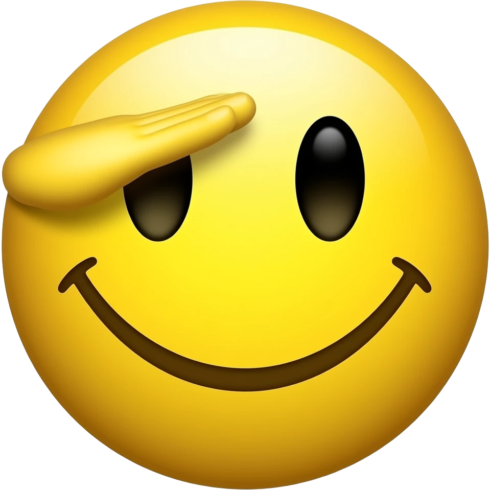 Saluting yellow smiely emoji