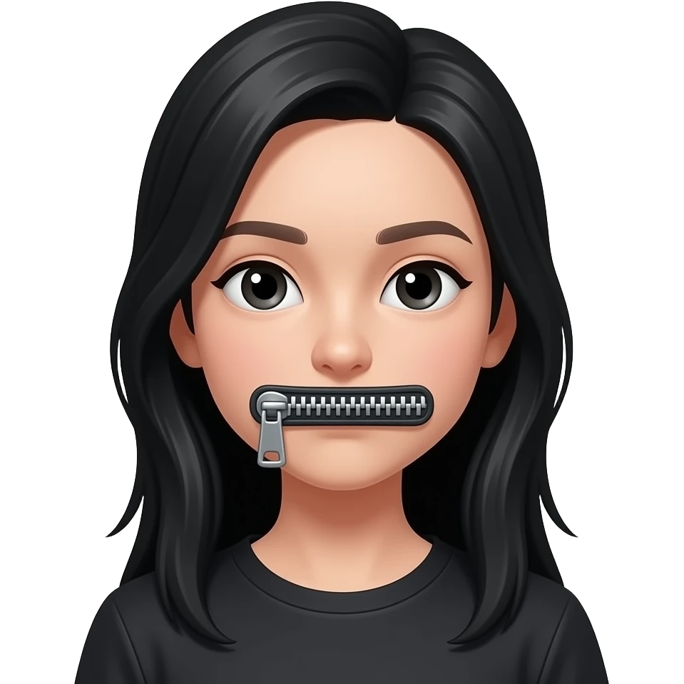 Show this emoji - 🤐. Girl with long black hair emoji