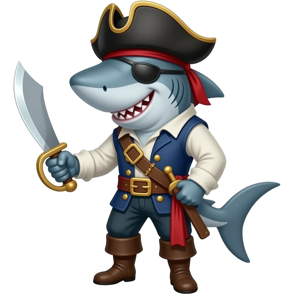Shark pirate with a cutlass emoji