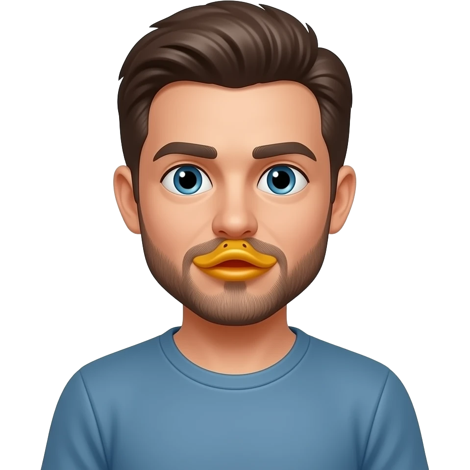 Influencer making duck face while taking a selfie emoji