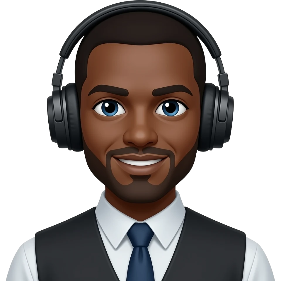 black bartender, headphone emoji