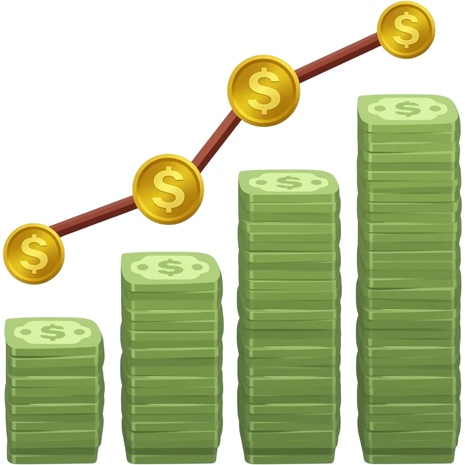 Profit graph with cash stack emoji