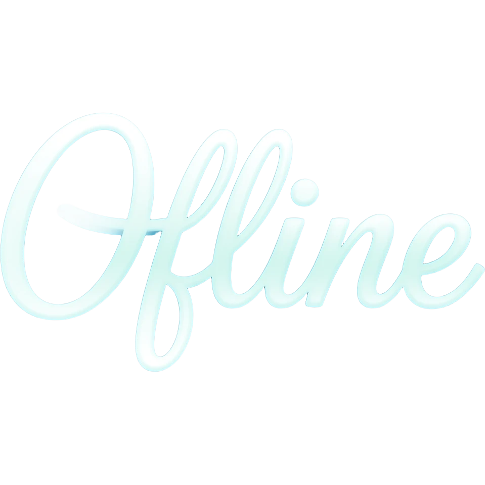 The word 'Offline' in cursive fancy writing that's glowing blue green white OMBRE with no background emoji