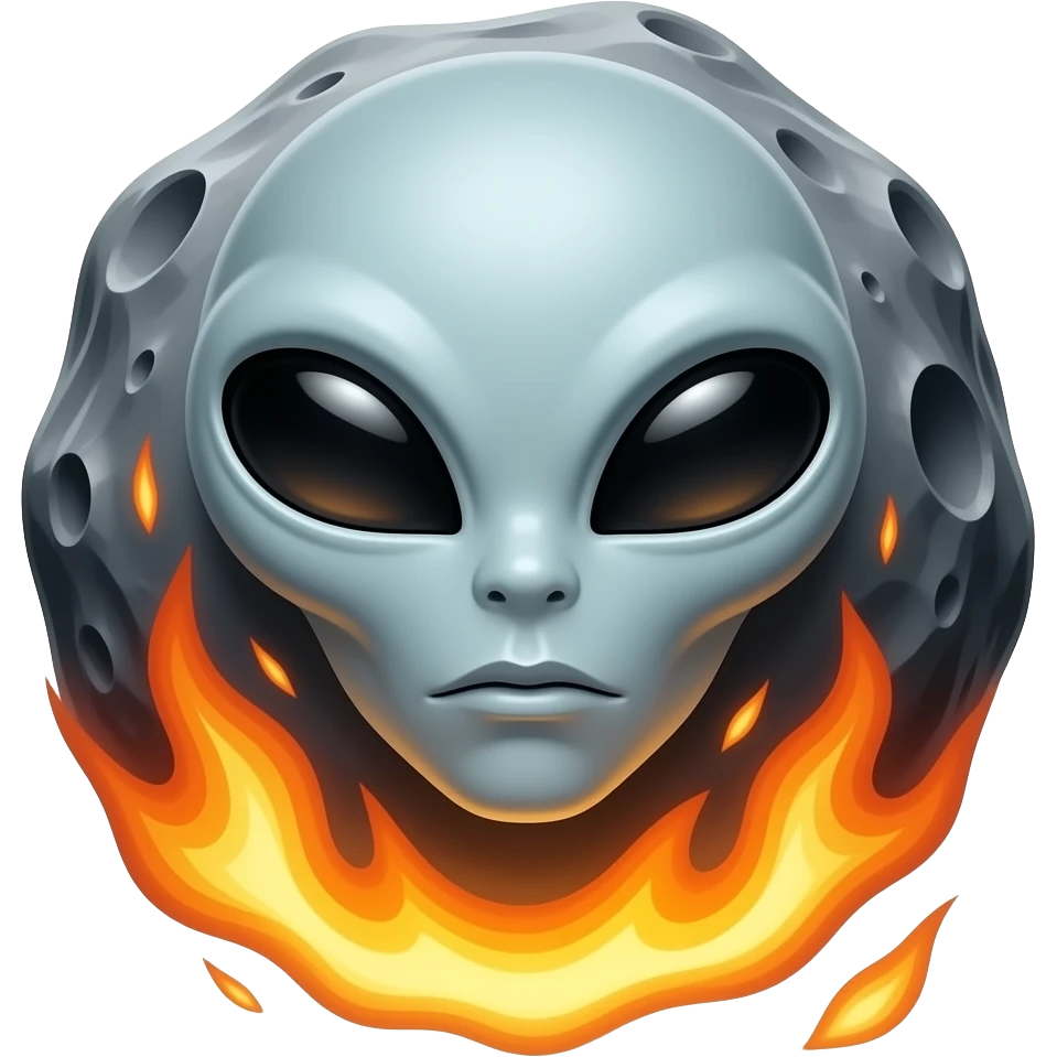 alien face on comete falling fire emoji