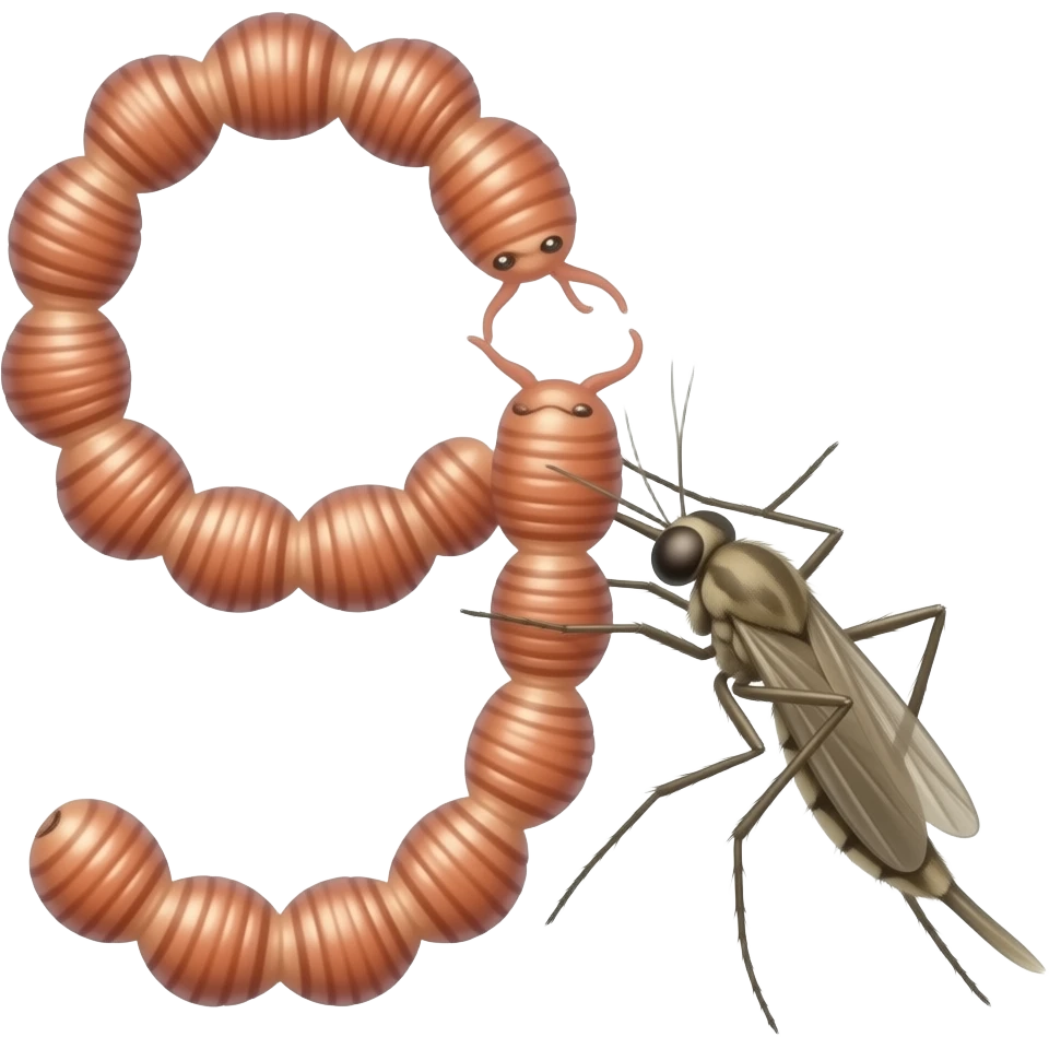Wrigglers in 9 shape position to mosquito emoji