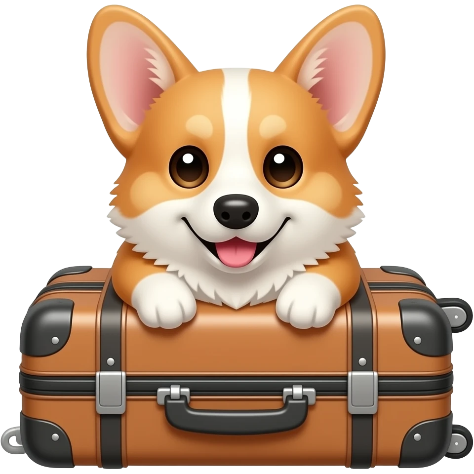 cute corgi on a suitcase emoji