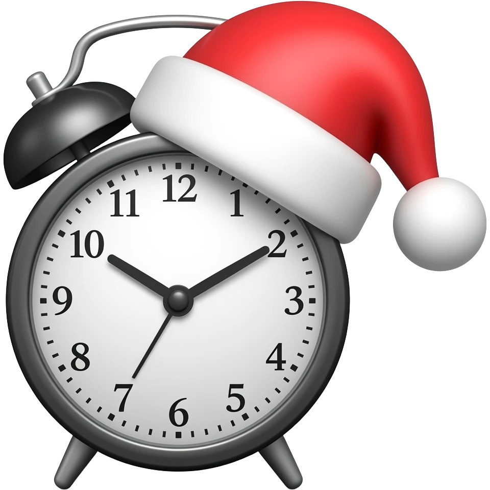 alarm clock with santa hat emoji