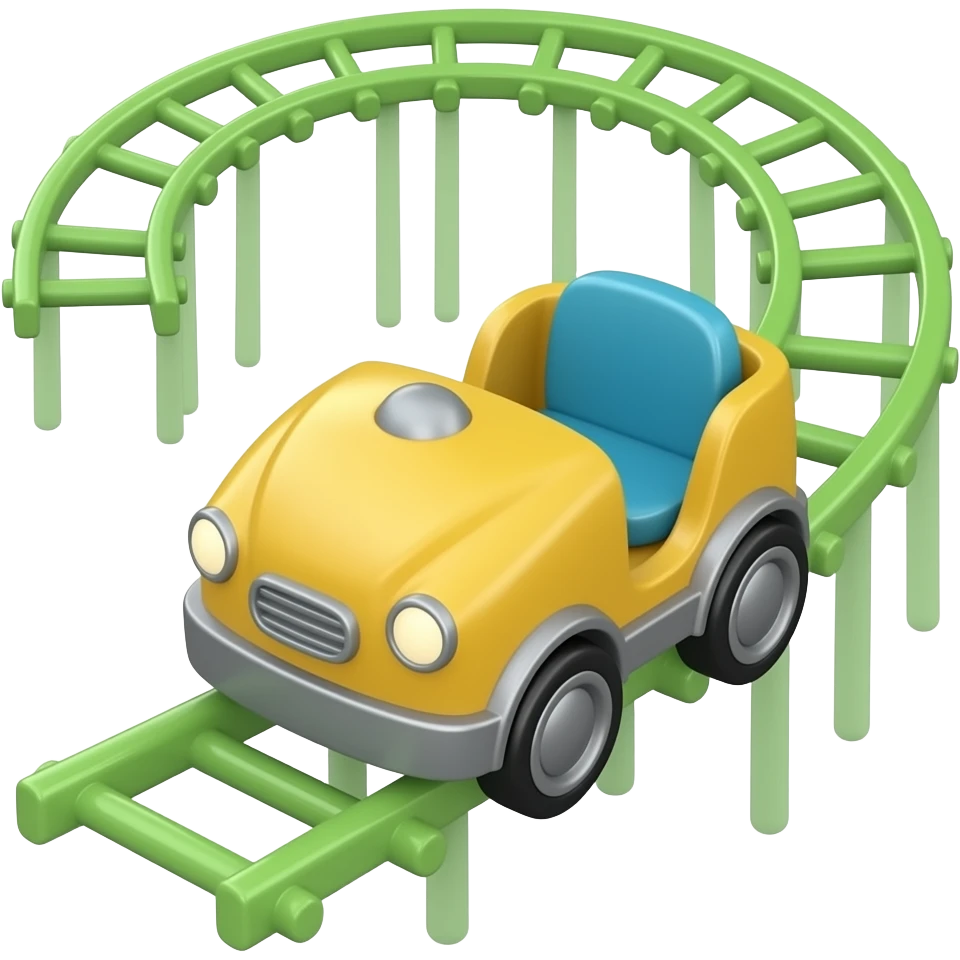 cartoon style, less detailed, toy like roller coaster car emoji