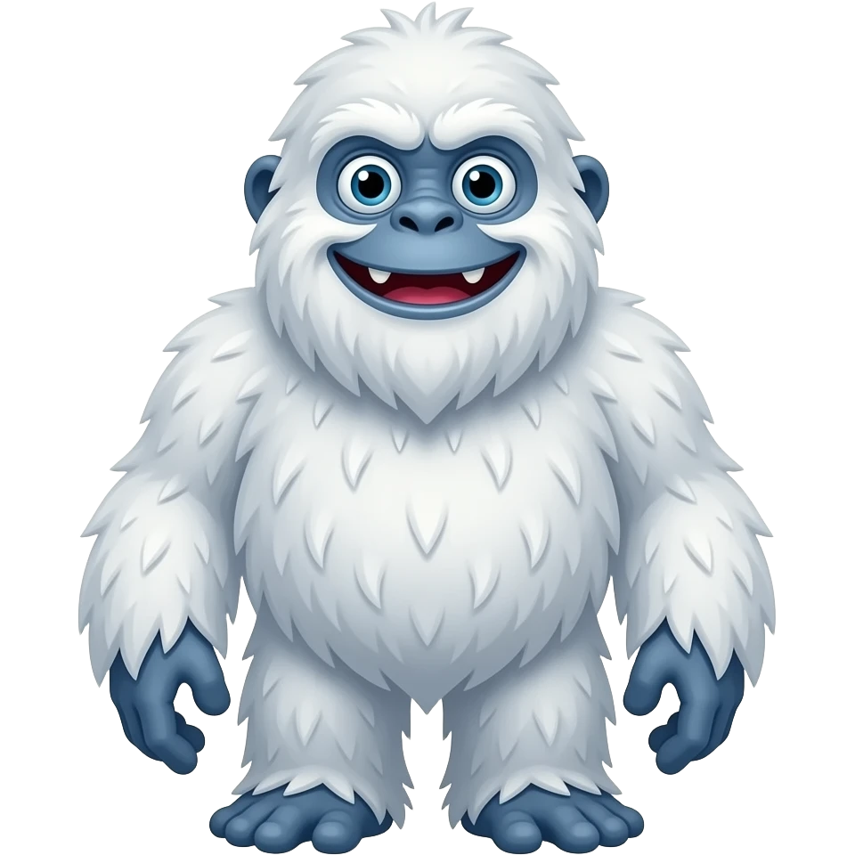 Dziwny yeti który jest radosny i ma dziwną minę emoji