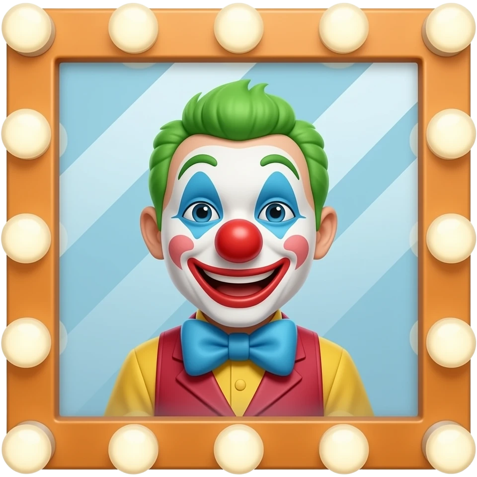 clown mirror with round lights around mirror emoji