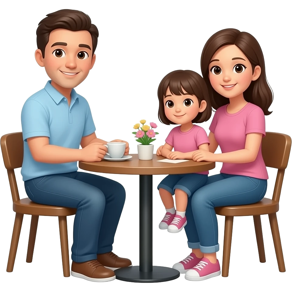 family sit in a cafe emoji