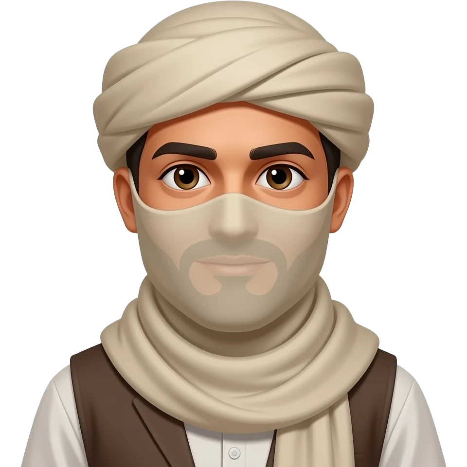 afghani man wearing face scarf just covering his face emoji