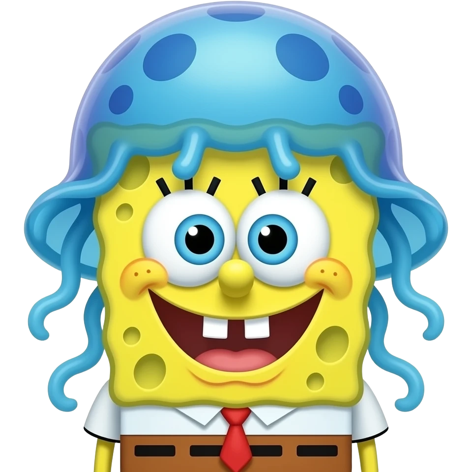 해파리 모자 쓴 스폰지밥 emoji