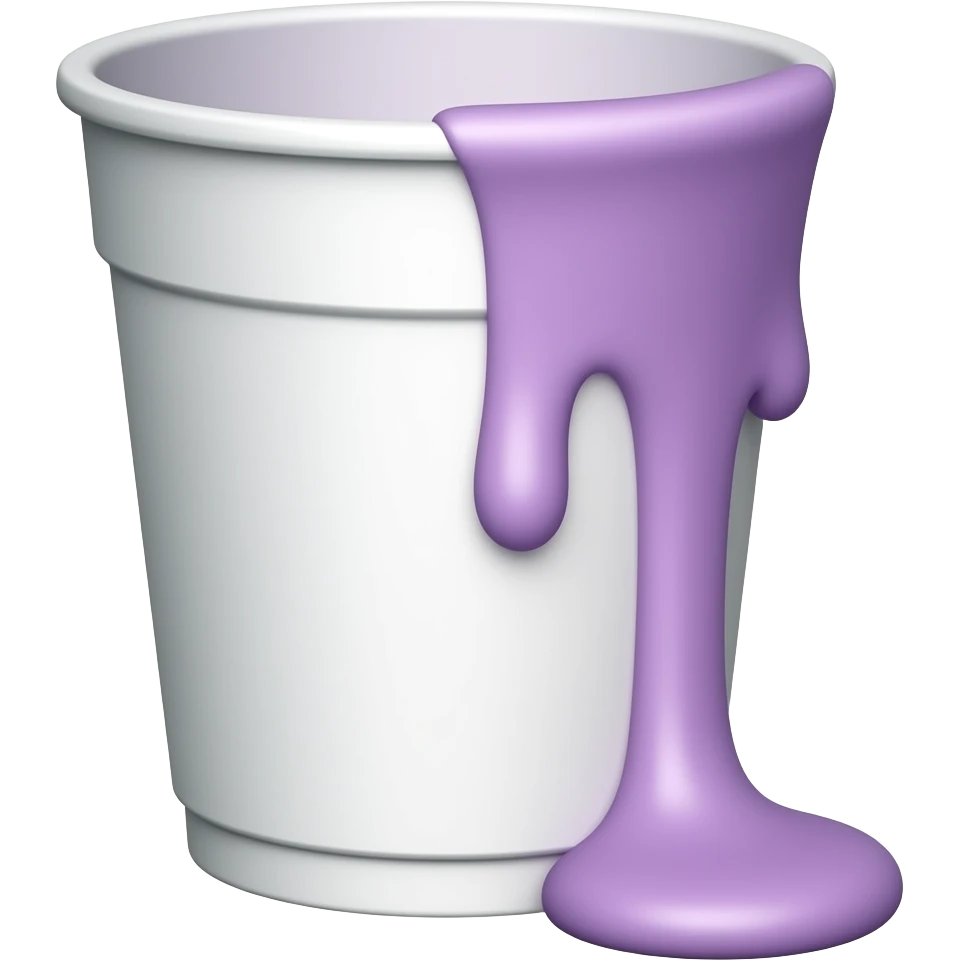 White double styrofoam cup wit purple dripping from it emoji