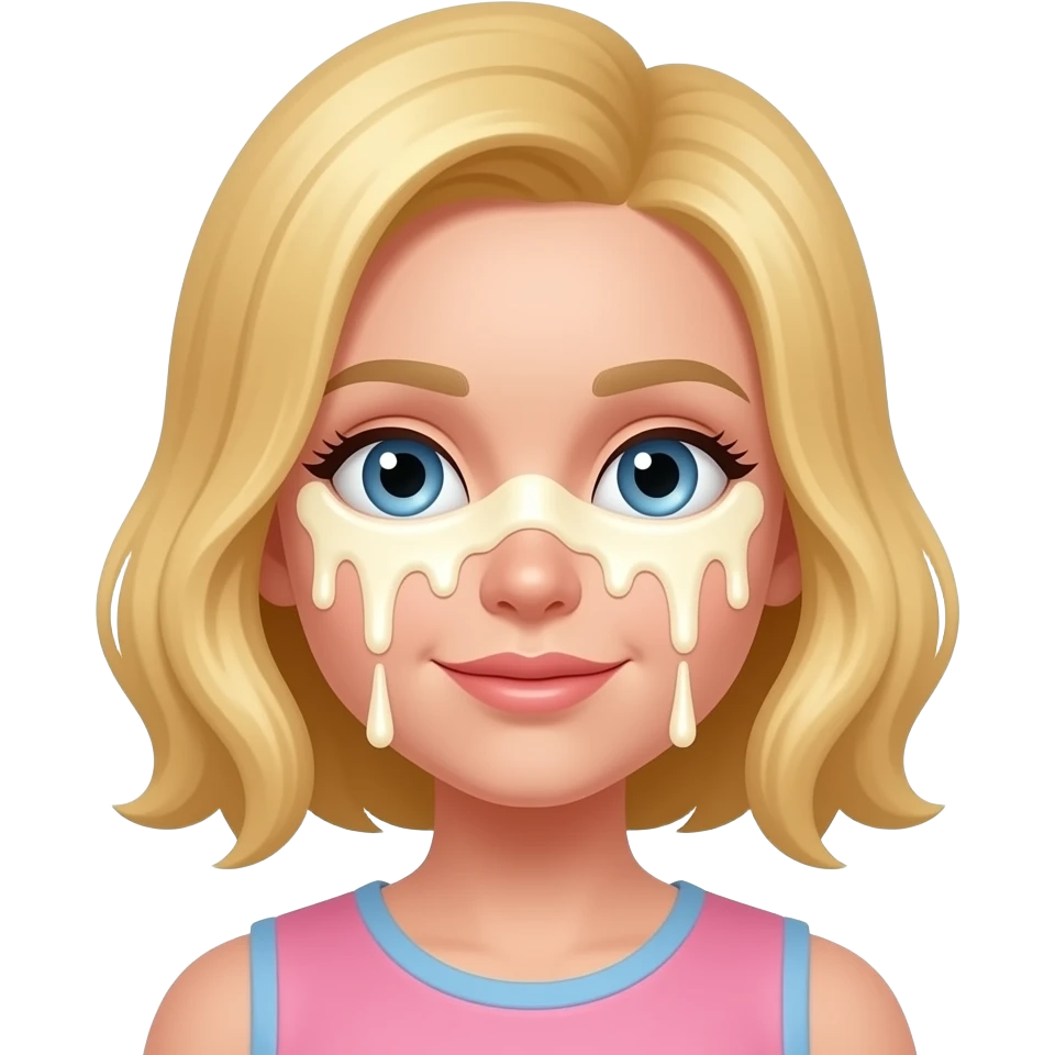 Dripping vanilla icecream in the face of a blond girl emoji