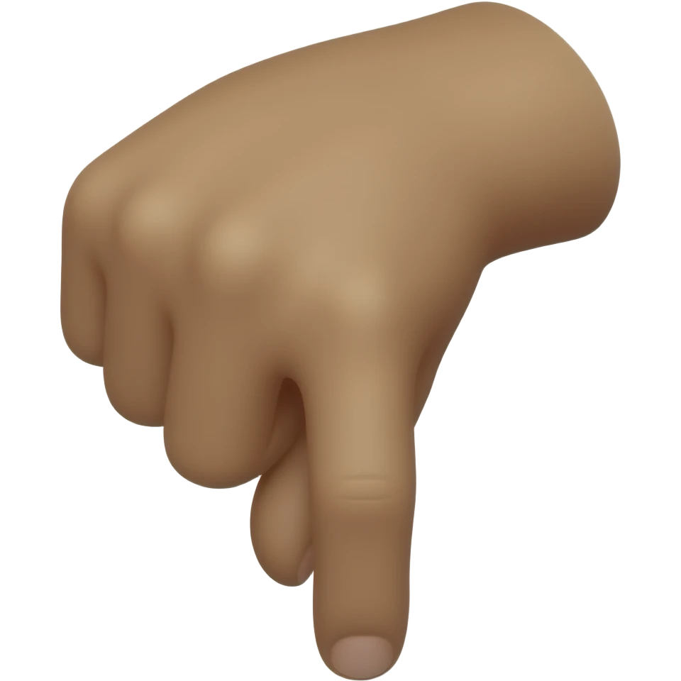 Back of brown hand with pointer and middle finger down, other fingers folded emoji