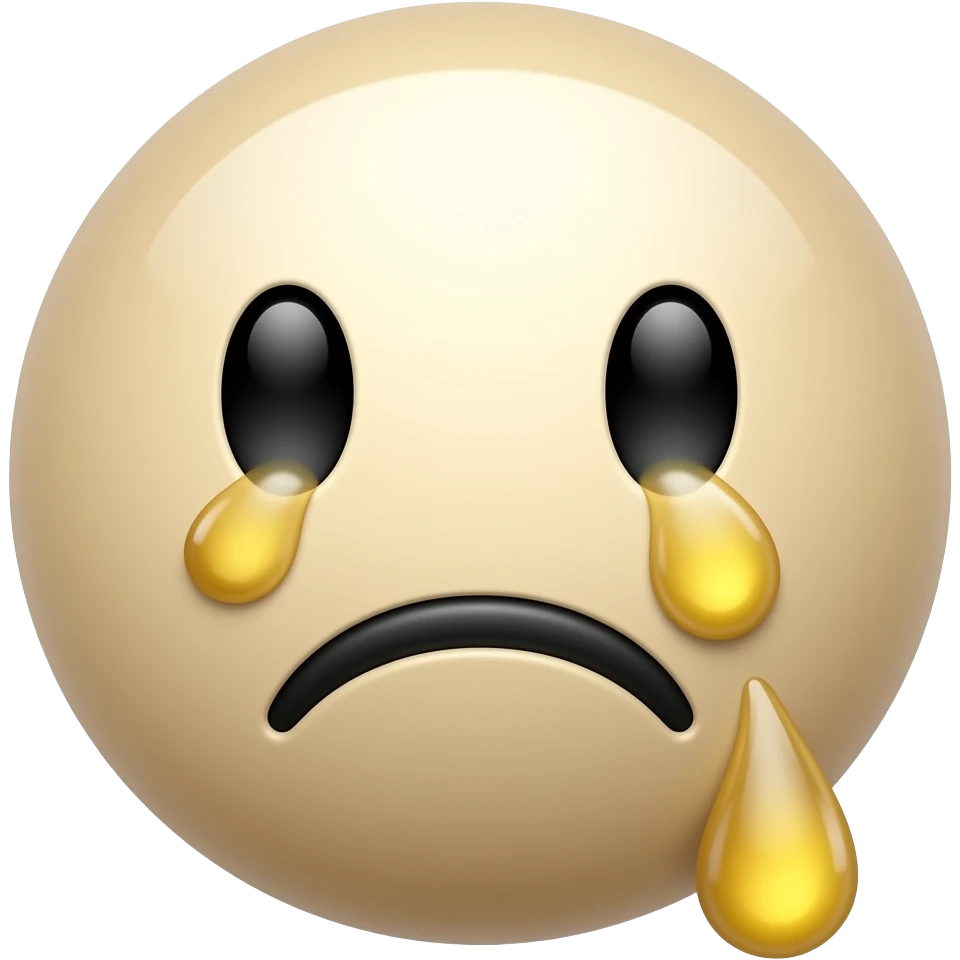 Плачущий золотыми слезами круглый бежевый смайл emoji
