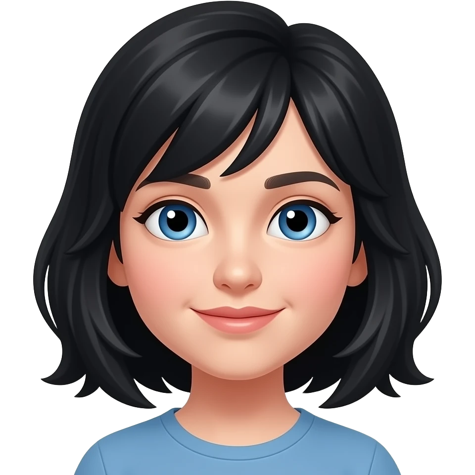 black hair and blue eyes emoji