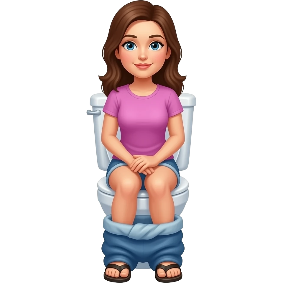 Woman on toilet with sandals emoji
