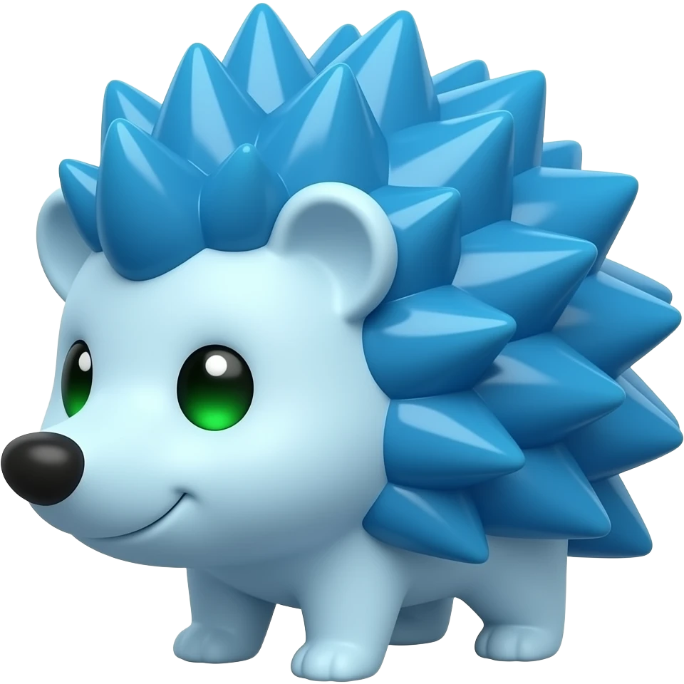 same exact cute 3D blue hedgehog emoji character, 3/4 left angle, glossy blue spikes, green eyes, pixar style, smooth 3D emoji render, only camera angle changes, same character identity, same proportions, same colors emoji