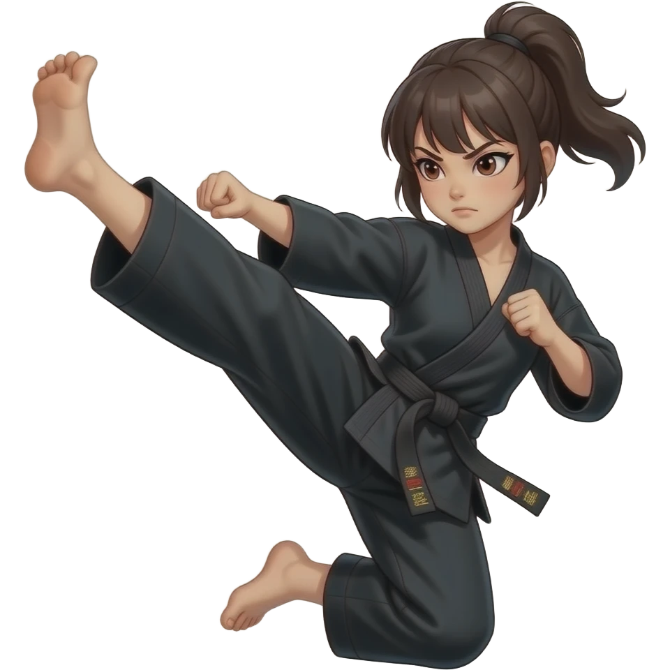 evil taekwondo girl emoji | AI Emoji Generator