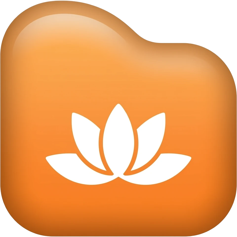 orange clean minimalist ios style files icon with lotus flower logo in middle emoji