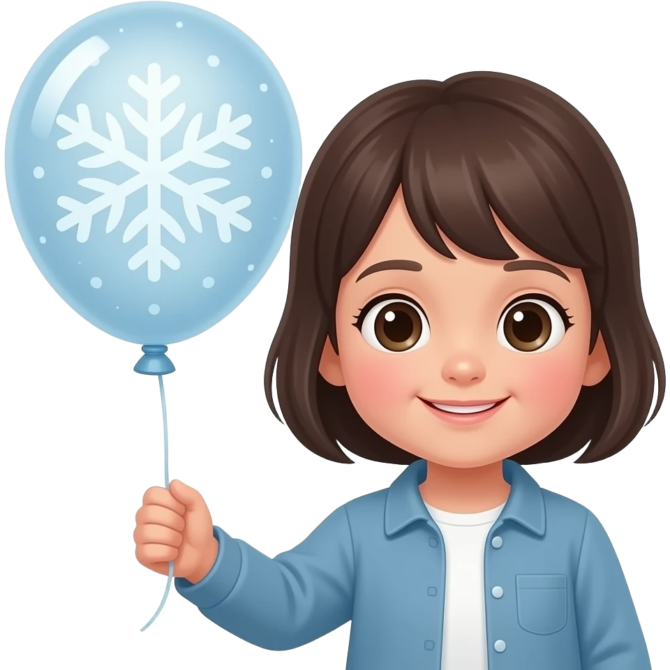 kid holding snowflake patern balloon emoji