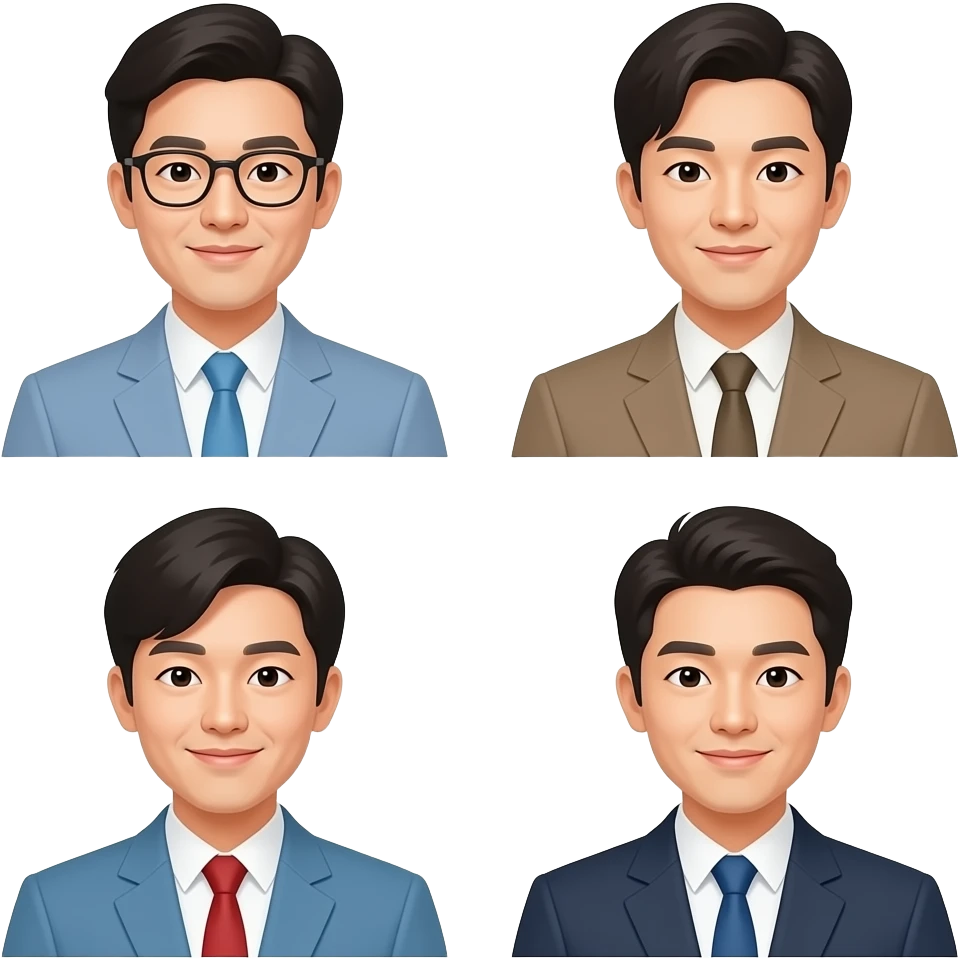 four differen looking korean guys emoji