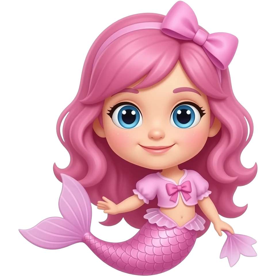 a pink mermaid with a bow on the head emoji