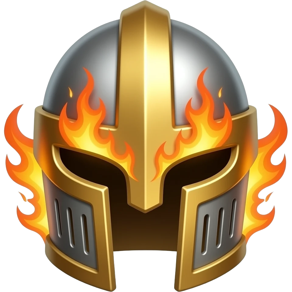 Give golden colour to it make knight helmet make it more dangerous give it helmet fire flames emoji