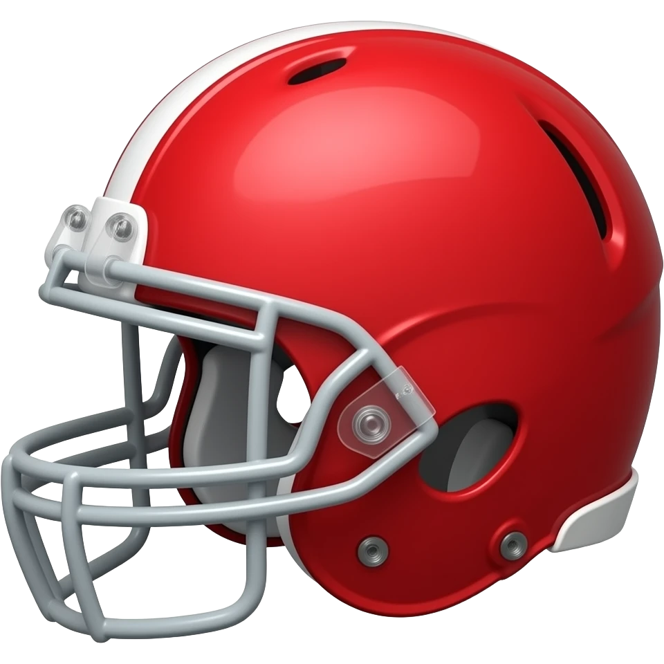 A red football helmet, facing perpendicular left,  slightly tilted down at a 45 degree angel emoji