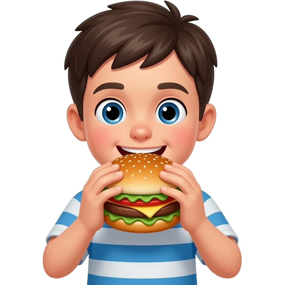 فتى ياكل برجر emoji