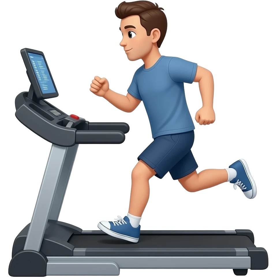 Java developer running on treadmill and coding emoji