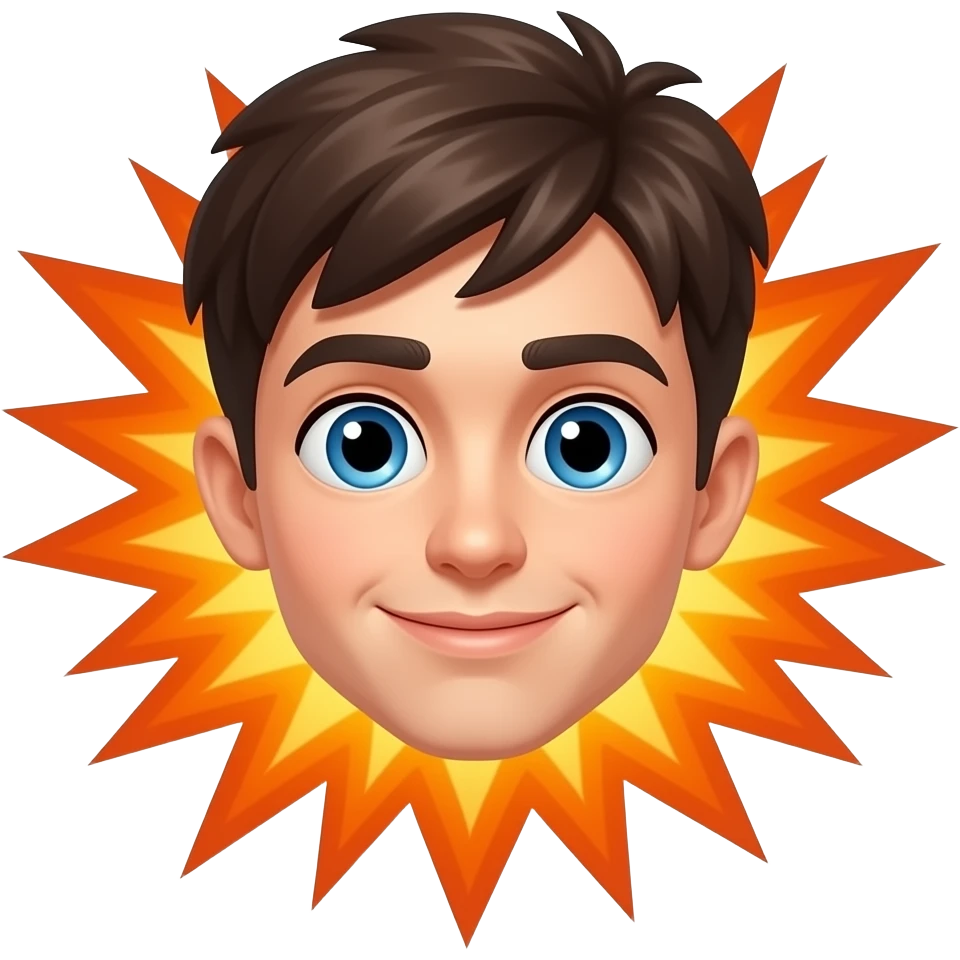 Young guy exploding emoji