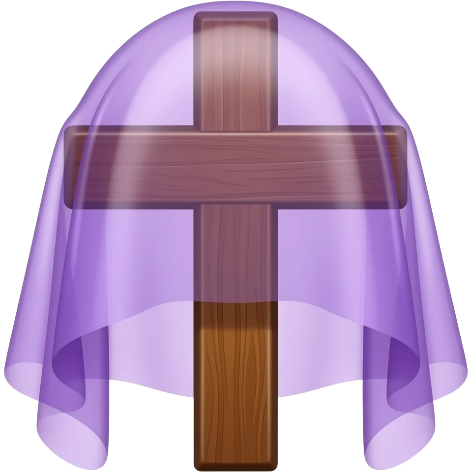 make a cross with purple Vail around it emoji