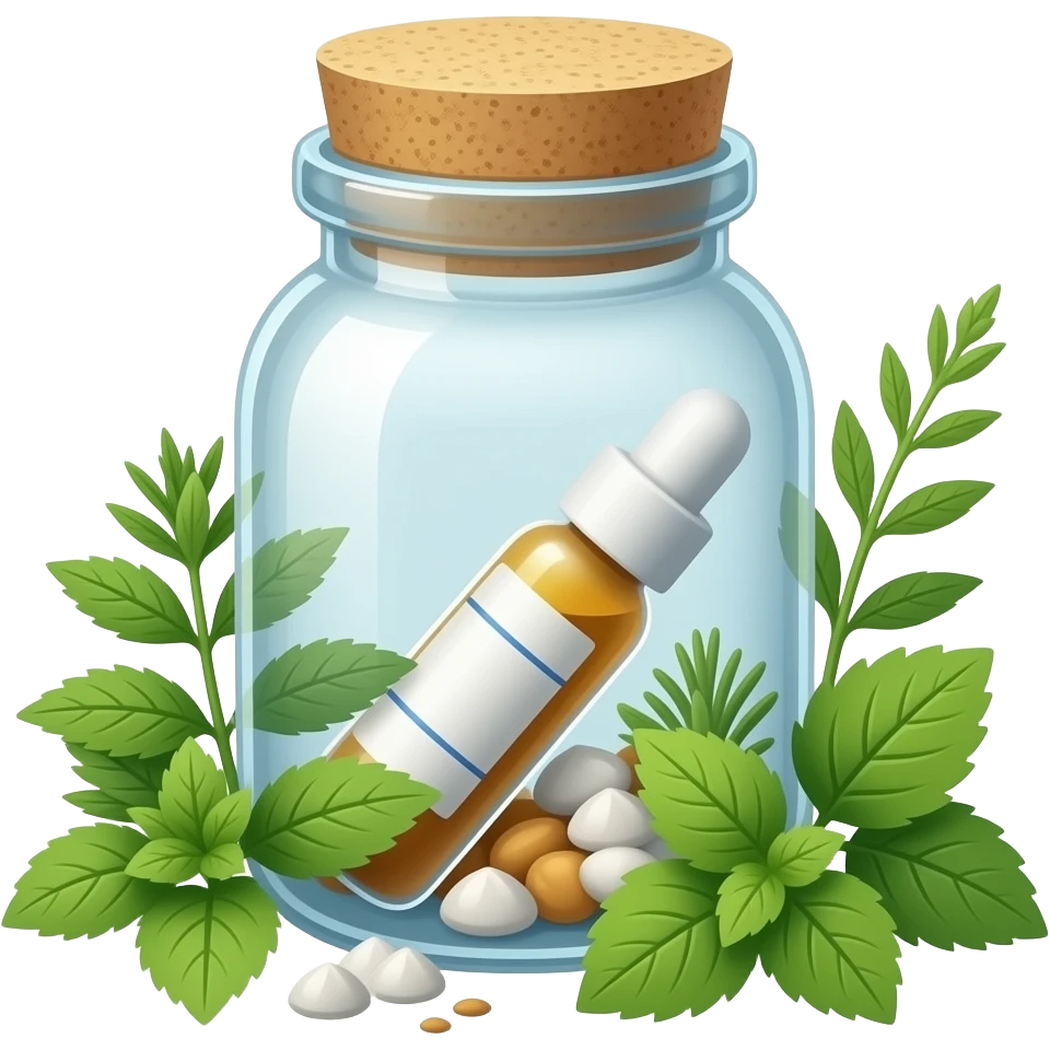 medicine with plants outside the jar emoji