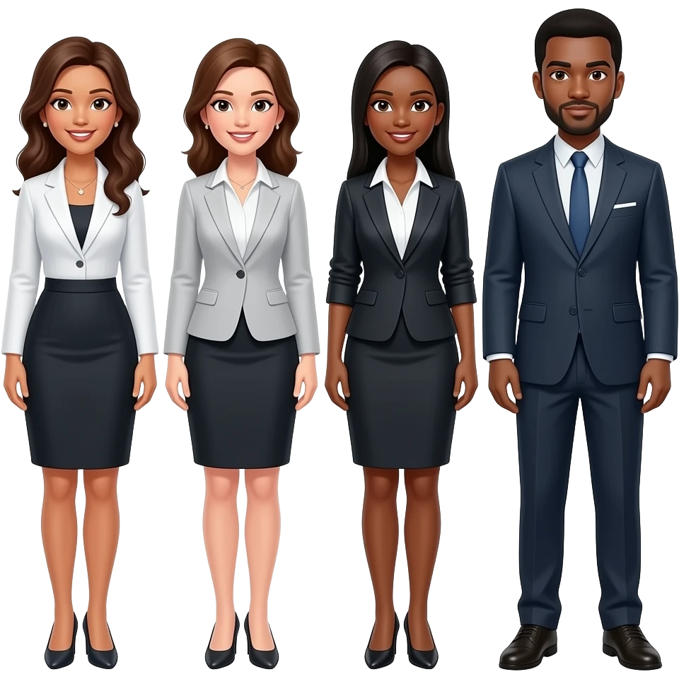 4 member business team 2 white females , 1 black female and 1 black male emoji