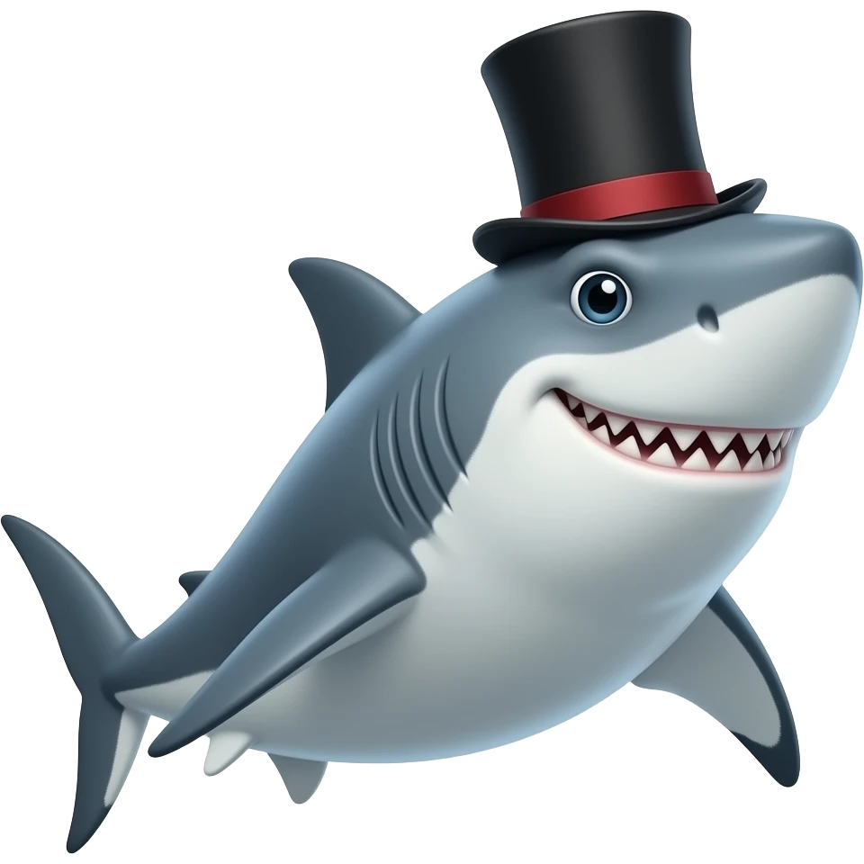 Shark with a top hat emoji