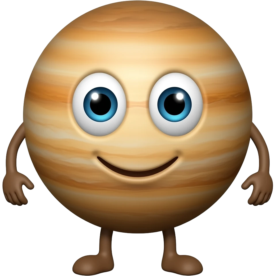 Planeta Venus Laranja Com Olhos,Boca,Braços e Pernas emoji