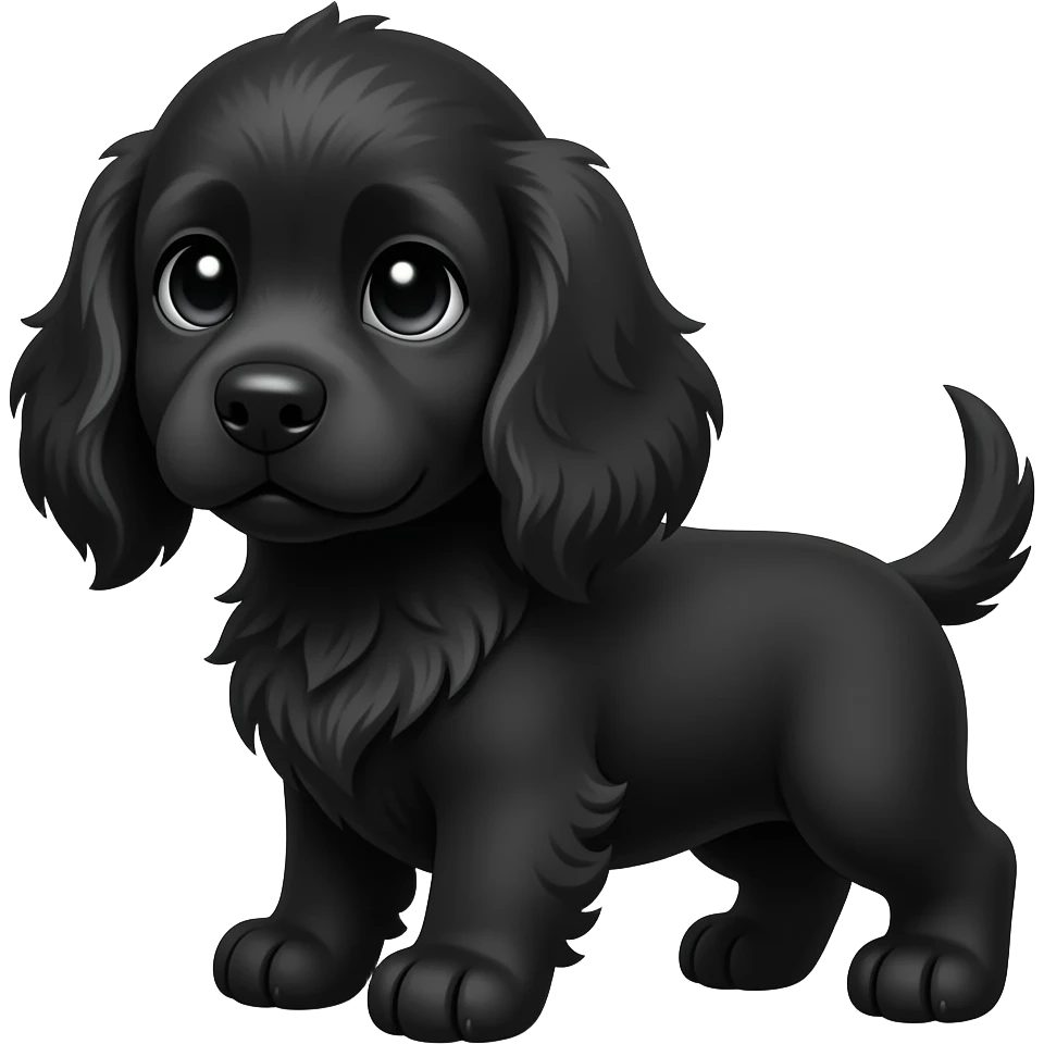 Cute black cocker spaniel puppy emoji