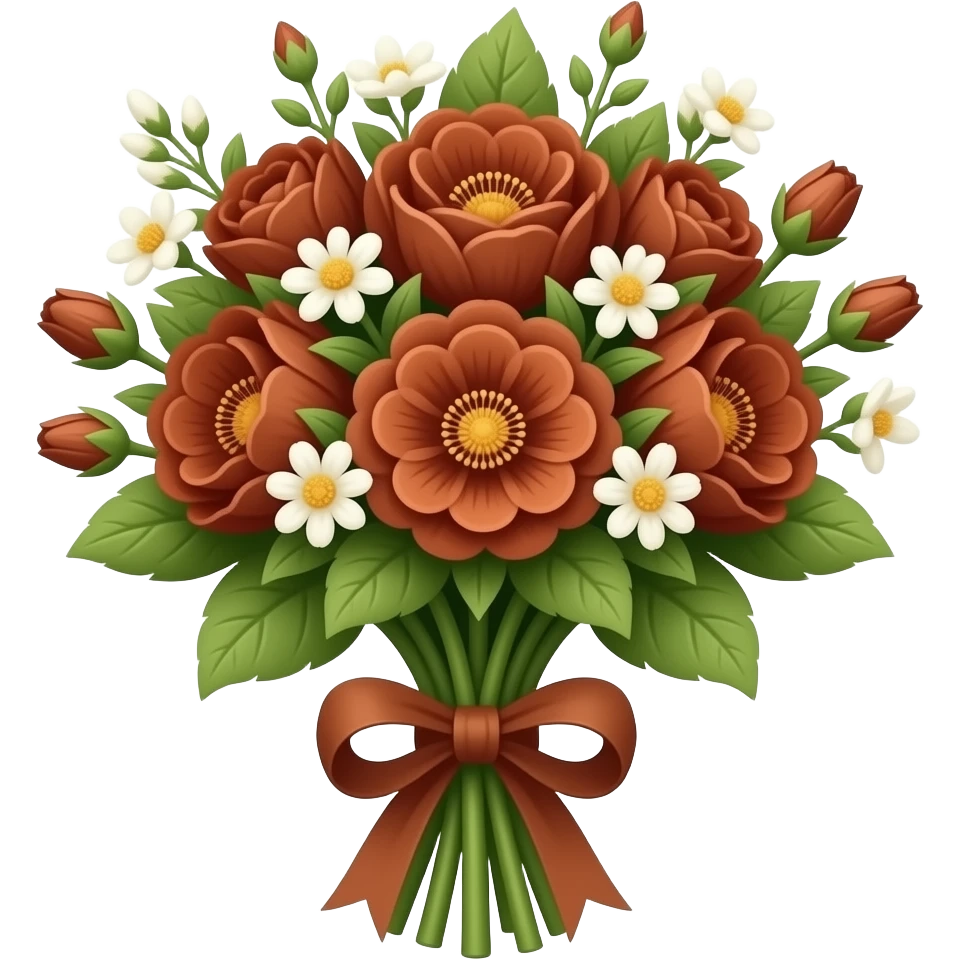 باقة ورد بني emoji