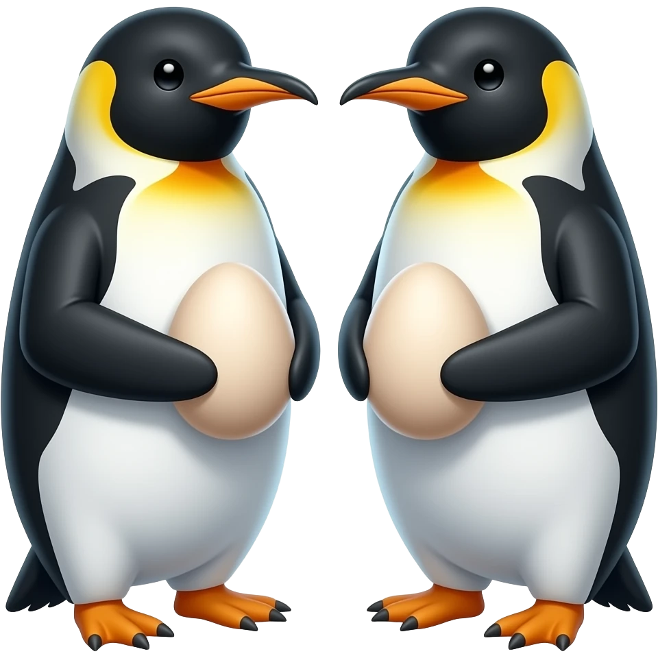 Penguins with egg emoji
